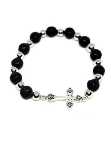 Cross Beaded Stretch Charm Bracelet - Picture 1 of 1
