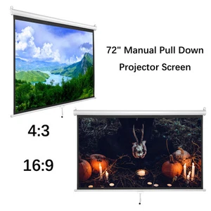 Instahibit 72" Manual Pull Down Projector Projection Screen Home Movie 16:9 4:3 - Picture 1 of 11