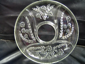 Vintage Heavy Glass Relish Plate Dish with Floral Design - Picture 1 of 5