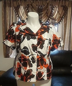 Le Bos Women's Fully Lined Multicolor Short Sleeve Dress Jacket Plus Size 14WP - Picture 1 of 5