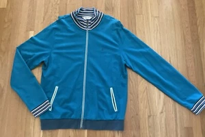 Penguin Munsingwear Orig Zip Front Retro Jacket Aqua Blue w Stripe trim mod XXL - Picture 1 of 6