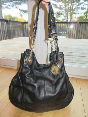 20 X/VINCE CAMUTO HAVY черная кожаная Дамская сумка/ведро сумка/сумочка/цепочка/вешать ярлык! - Изображение 1 из 4