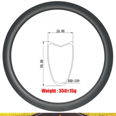 700C 50*28mm Road Bike Carbon Rim Disc V Brake Tubular UD 3K 12K 16-36 Holes - Изображение 1 из 4