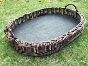 Serviertablett Tablett  aus Weide, dunkelbraun - Bild 1 von 2