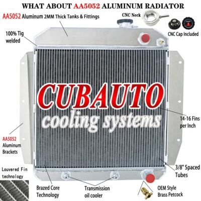 4-Core Radiator Fit 1955-59 Chevrolet Truck 3200 3500 3800;Pickup LS Engine Swap Foto 1 de 4