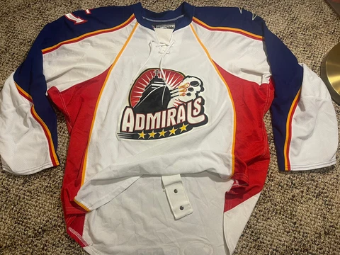 Norfolk Admirals authentic Hockey White Jersey 56 AHL Anaheim Ducks rare game Cover