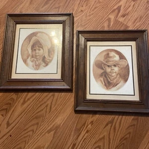 Vintage Home Interiors Pictures Pioneer Boy And Girl NICE - Picture 1 of 4