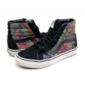 Vans Sk8 Hi Sneakers Womens 5.5 Black Suede Floral Print High Top Lace Up Shoes - Picture 1 of 11