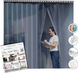 Clear Kit PVC Smooth Plastic Strip Door Curtain 4X7 Ft. (48X84) Standard Clear W - Picture 1 of 9