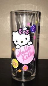Hello Kitty Stars And Bow Drinking Glass Cup 6" Tall 10 oz Sanrio 2012 - Picture 1 of 8