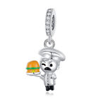Sparkling Authentic Burger Chef Dangle 925 Sterling Silver Women Bracelet Charm