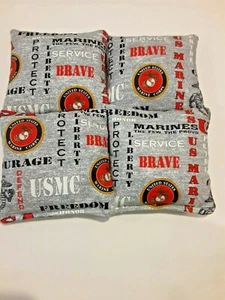4 Cornhole Bag Bean Set U S United States Marines - Picture 1 of 1