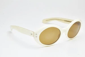 Kurt Cobain style sunglasses PRIXOL with brown lenses 1980s vintage white oval - Picture 1 of 13