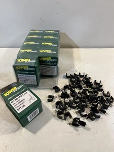 500 x 16mm Tower Black plastic round cable clips, 10 box of 50,job lot wholesale - Picture 1 of 3