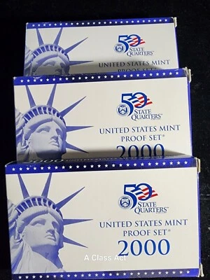3 Set Lot 2000-S 10 Coin Proof Sets ORIGINAL. Our T8091 - Image 1 of 4