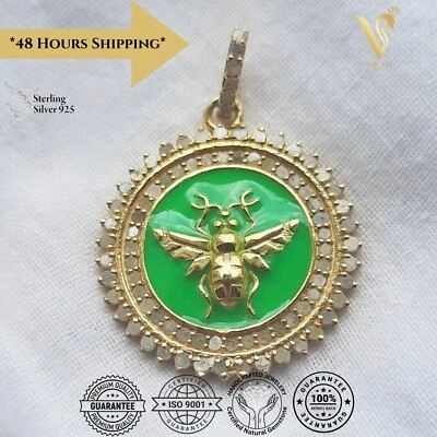 Pave Diamond Insect Enamel Pendant Necklace - Unique Bug Charm Jewelry for Women - Image 1 of 4
