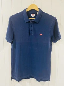 Levi’s Size S Small Blue Navy Embroidered Logo Polo Shirt Collared Preppy - Picture 1 of 11