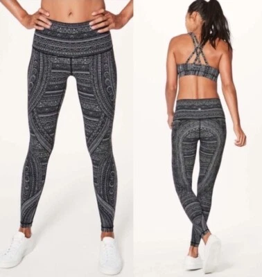 Lululemon Wunder Under Hi-Rise Tight (Nulux 28") Paisley Ice Grey Black Sz 6 - Изображение 1 из 4
