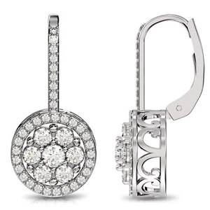 925 Sterling Silver LeverBack Cubic-Zirconia Drop Dangle Earring for Women 26MM - Picture 1 of 7