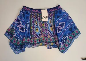 LAST NWT ZARA PRINTED SKIRT WITH SHORT high wasted 7632/039 adjustable waisted - Picture 1 of 13
