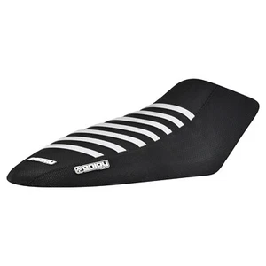 Cubierta de asiento Kawasaki Z 125 Pro Z125 pinza Enjoy Mfg TODAS COSTILLAS NEGRAS/BLANCAS #171 - Imagen 1 de 5