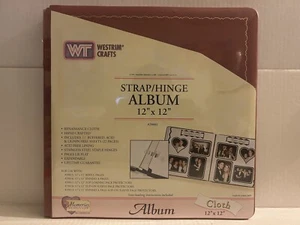 Westrim Crafts 12x12 Burgundy Strap Hinge Album w/ White Pages Gold Trim 29001 - Picture 1 of 18