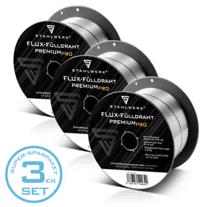 STAHLWERK MIG MAG Premium Schweißdraht Fülldraht 3er Set E71T-GS Ø0,9mm 0,45kg - Bild 1 von 6