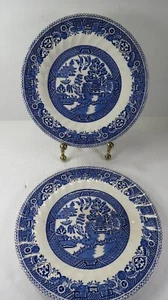 Vintage Old Willow Myott Side Plates Set 2 Match Made in Staffordshire England - Imagen 1 de 9