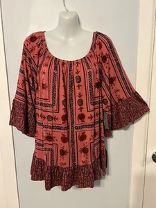 NWT Style&co Reflect Strawberry On/Off the Shoulder Ruffled Hem Top Plus Size 3X - Picture 1 of 3