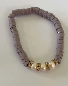 Park Lane LAVENDER Bracelet Crystals Clay Beads Freshwater Pearls Stretch to Fit - Picture 1 of 4