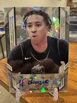 2021-22 Leaf Metal Basketball Silver Crystals Johnuel Fland Top Prospect RC Auto - Image 1 of 2