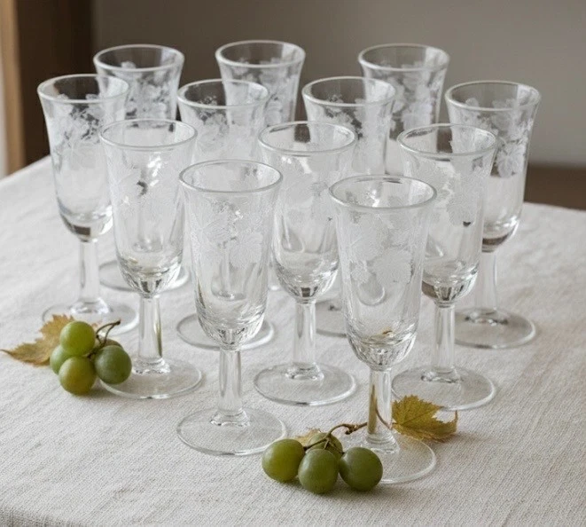 🍇[SET OF 12] Vintage Mid-Century Bartlett Collins Frosted Grape Shot Glasses - Image 1 of 1