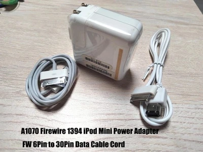 A1070 Firewire 1394 iPod Mini Power Adapter + FW 6Pin to 30Pin Data Cable Cord# - Image 1 of 4