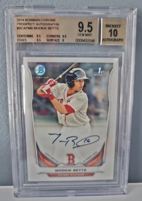 Autógrafo Mookie Betts 2014 Bowman Chrome Prospect *1st Bowman* BGS 9,5 automático 10 Foto 1 de 2
