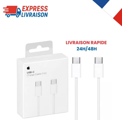 Original Apple Câble USB-C 1m 60W Charge Rapide – Neuf iPhone 14 15 16 17 - Photo 1/4