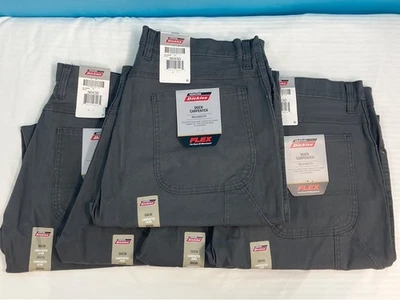 Dickies Mens Duck Carpenter Relaxed Fit Grey Pants - Size-36x30 - LOT OF 5 - Image 1 of 4
