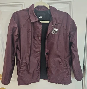 Burgundy Vans off the Wall Classic Jacket Sz M Youth windbreaker snap up - Picture 1 of 8
