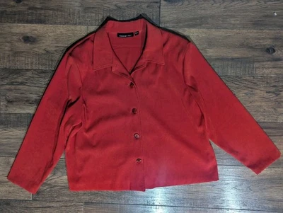 Briggs New York Solid Burnt Orange Faux Suede Blazer, Button Down Women's 22W - Image 1 of 4