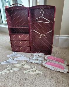 American Girl Samantha Steamer Trunk Closet Doll Case Burgundy Armoire Rare EX - Picture 1 of 23