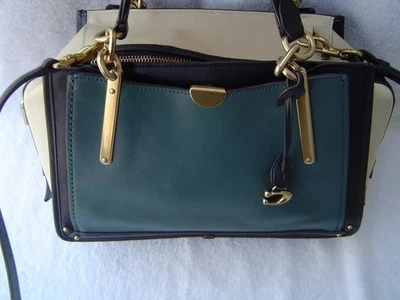 AUTÉNTICO BOLSO SOÑADOR CUERO BLOQUE COLOR VERDE/TIZA/NEGRO COACH #35241 Foto 1 de 4