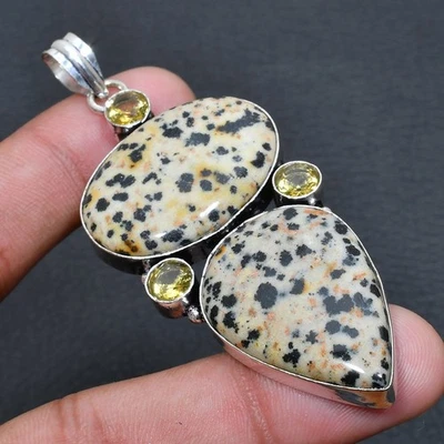 Pingente de jaspe dálmata, citrino joia 2,84" E810 - Imagem 1 de 3