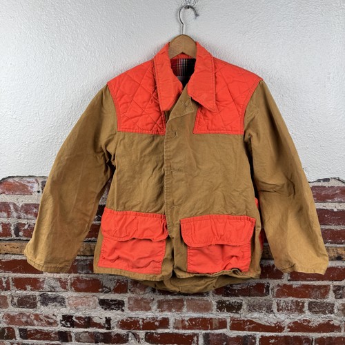 VETEMENTS Giacca da caccia pecora nera vintage uomo media marrone arancione tela flanella USA anni 70