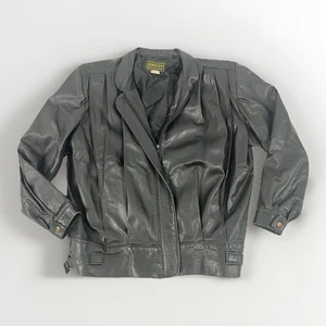 vintage  SIROCCO BLACK LEATHER JACKET SIZE 12 AUS exc condition - Picture 1 of 7