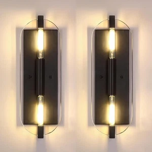 2 Pack 2 Light Crystal Wall Sconce Modern Concise Style Bedroom Bathroom Hallway - Picture 1 of 3