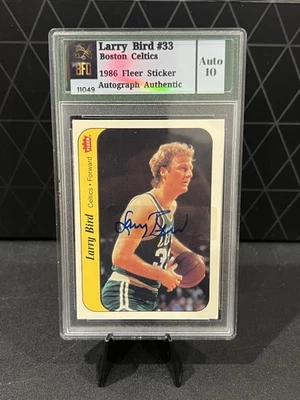 1986 Fleer Sticker Larry Bird Auto BFG Auto 10 - Image 1 of 2