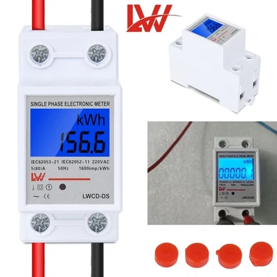 LCD Wechselstromzähler Stromzähler Geeicht Für DIN Hutschiene AC 230V 5 (80)A - Bild 1 von 4
