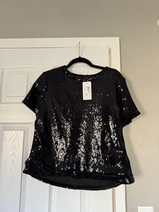 Evereve Sanctuary schwarzes Pailletten Top Silvester Urlaub - Bild 1 von 7