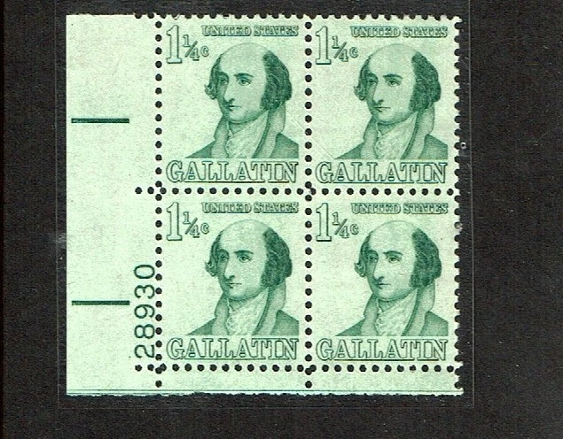 1965-81 U.S PROMINENT AMERICANS 1 1/2c GALLATIN  PLT#Blk of 4 Sc#1279 M/NH/OG - Image 1 of 1