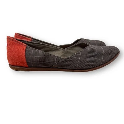 TOMS Womens Orange Brown Plaid Point Jutti Flat Business Casual Fabric 8 - Image 1 of 4