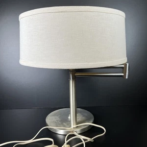 Walter Von Nessen Brushed Nickel Swing Arm Table Lamp Vintage - Picture 1 of 6